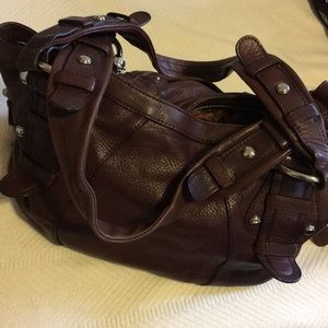 b. makowsky Chocolate Brown Leather Handbag
